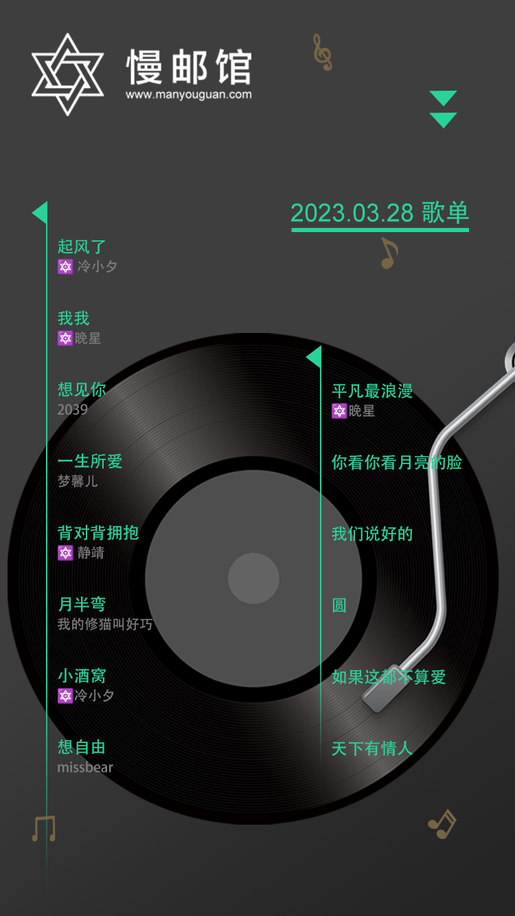 2023年3月28日 慢邮馆FM歌单
